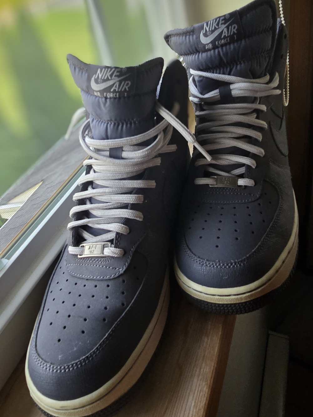 Nike Air High Top Men's Shoes — Black with Cream Accents